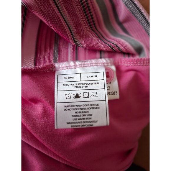 Antigua Polo Golf Shirt L Pink Striped  Short Sleeve Preppy Beach Vacation - Picture 4 of 7